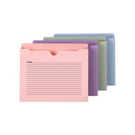 Smead Notes File Jackets, Straight Tab, 2in Expansion, Letter Size, Assorted Colors, 12PK 75695